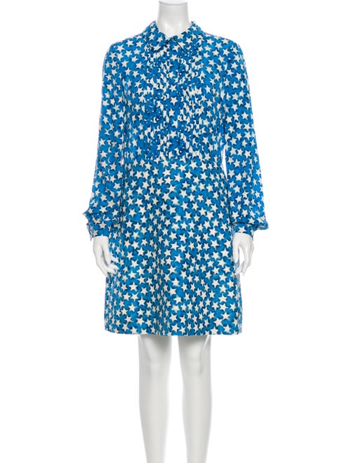 Valentino Silk Knee-Length Dress Blue