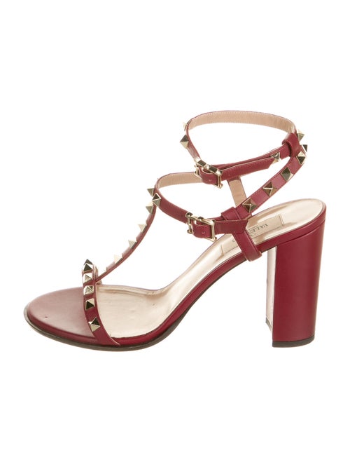 Valentino Rockstud Accents Leather T-Strap Sandals
