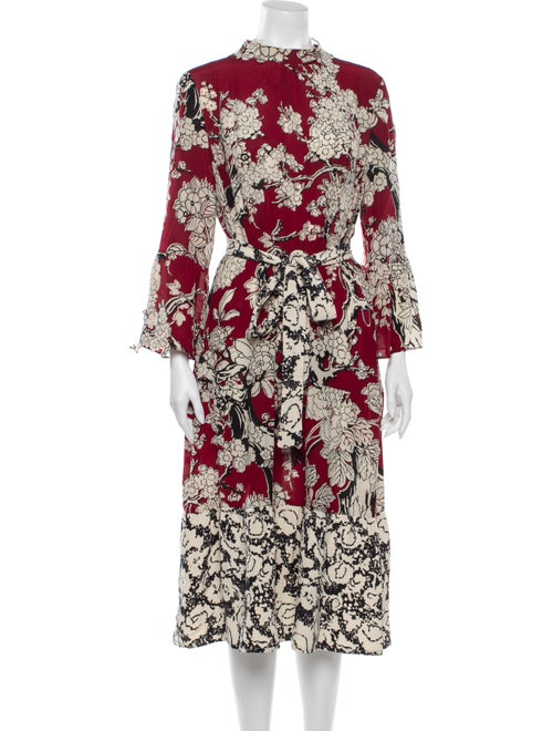Valentino Silk Midi Length Dress Red