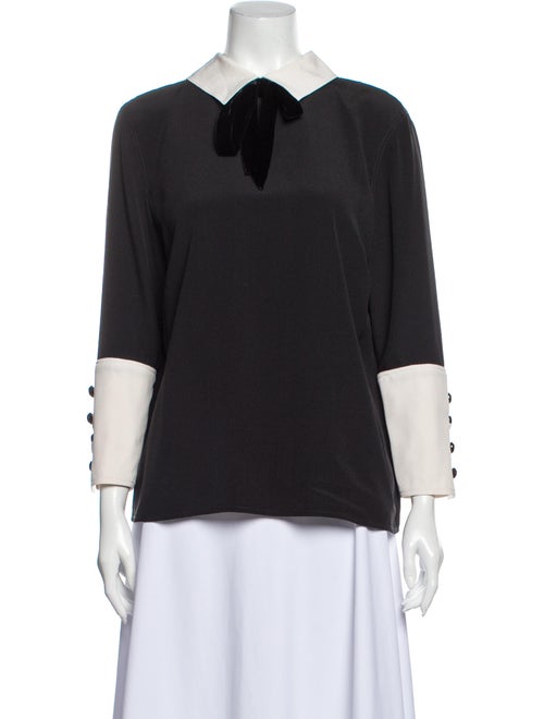 Valentino Vintage Three-Quarter Sleeve Blouse Blac