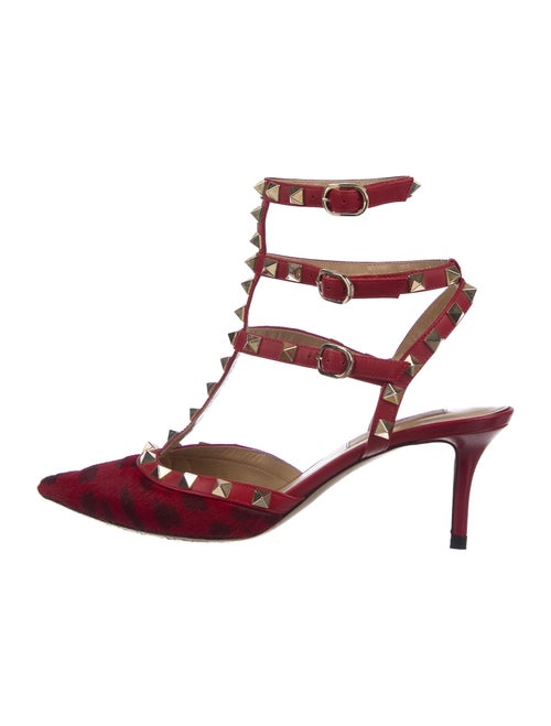 Valentino Rockstud Accents Ponyhair T-Strap Pumps