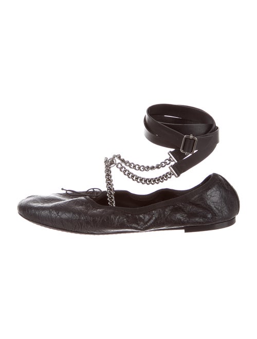 Valentino Noir Leather Ballet Flats Noir
