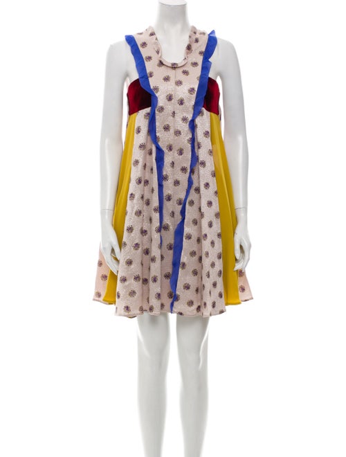 Valentino Printed Mini Dress w/ Tags Metallic