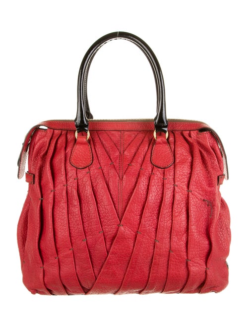 Valentino Maison Pleated Tote Red