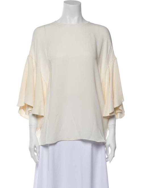 Valentino Silk Bateau Neckline Blouse White