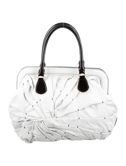 Valentino Bicolor Pleated Tote White