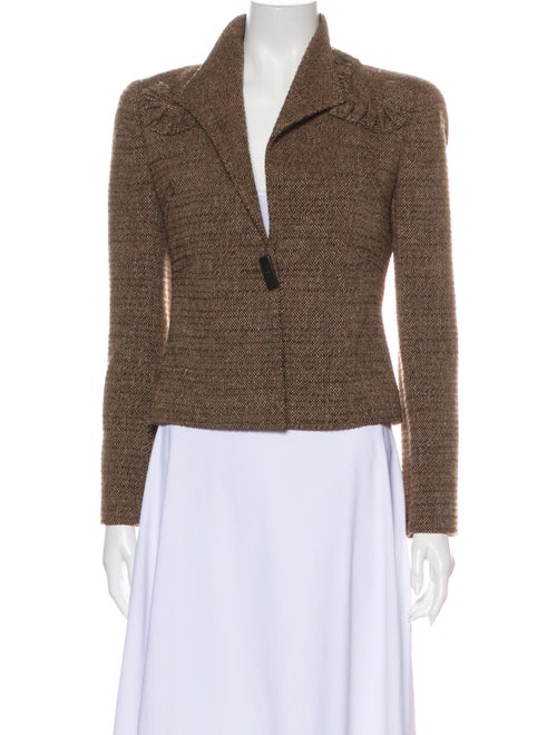 Valentino Tweed Pattern Blazer Brown