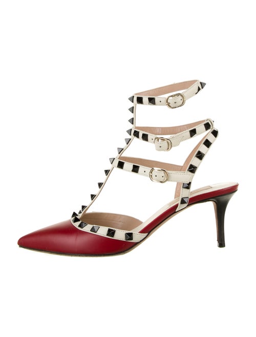 Valentino Rockstud Accents Leather T-Strap Pumps R