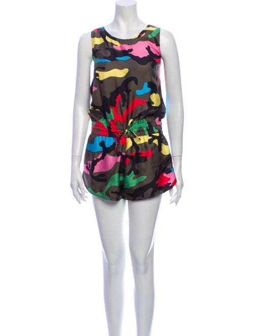 Valentino Silk Printed Romper Green