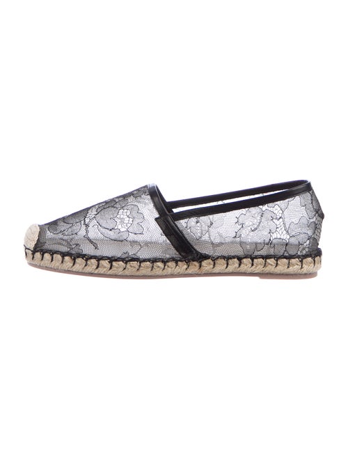 Valentino Lace Pattern Whipstitch Trim Espadrilles