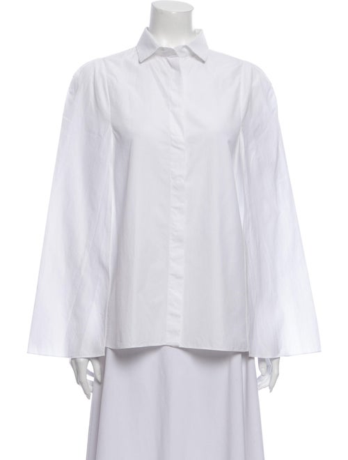 Valentino Long Sleeve Button-Up Top White