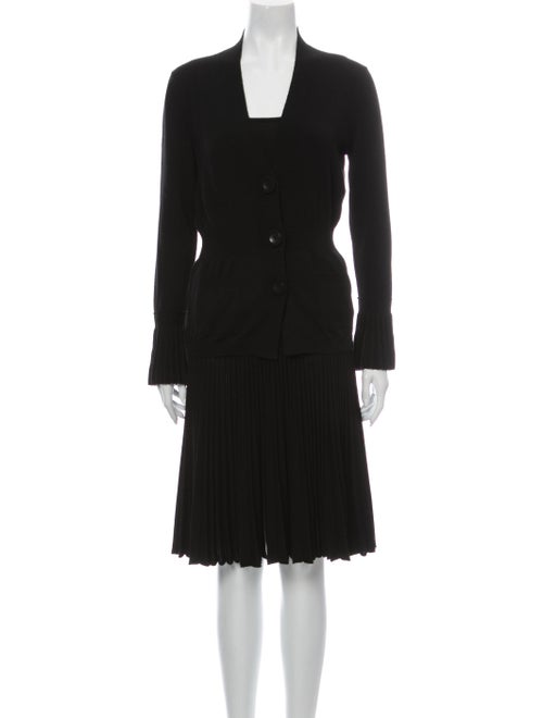 Valentino Fleece Wool Pleated Accents Skirt Set Wo