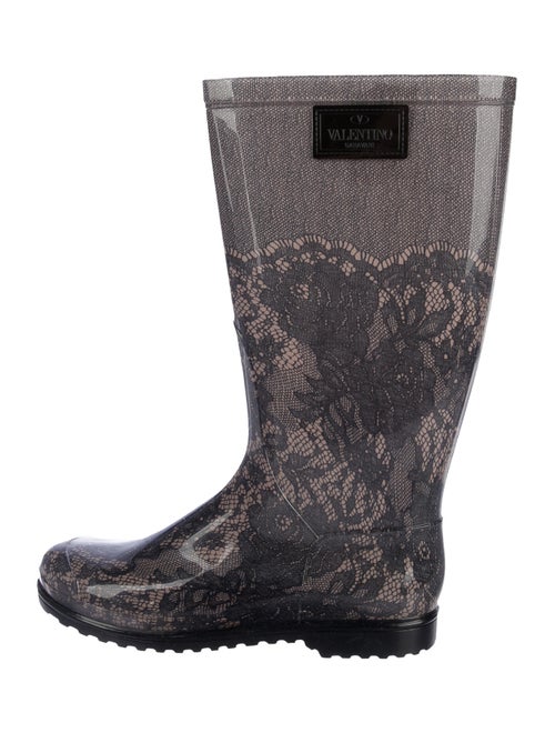 Valentino Rubber Printed Rain Boots w/ Tags Grey