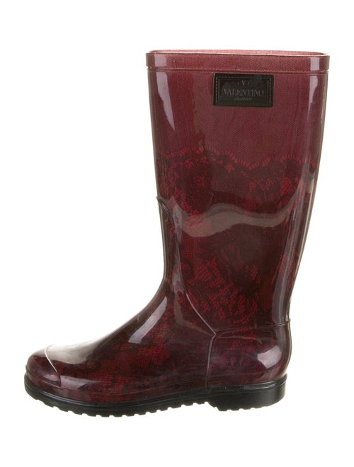 Valentino Rubber Printed Rain Boots Red