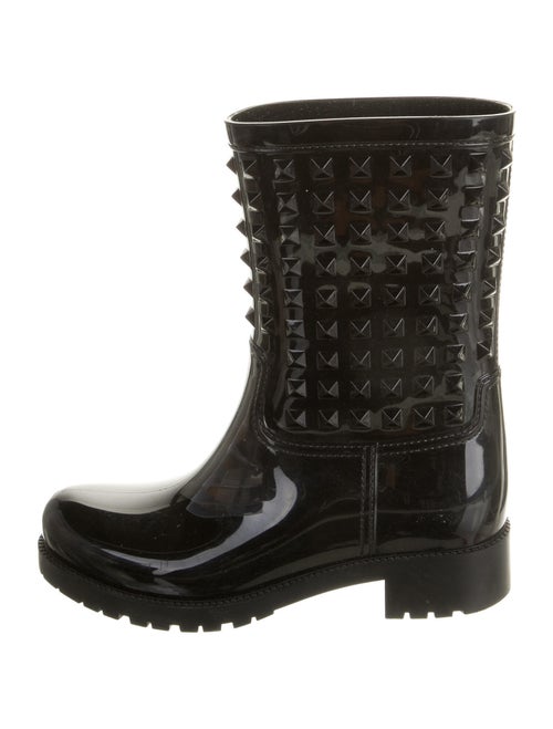 Valentino Rockstud Accents Rubber Rain Boots Black