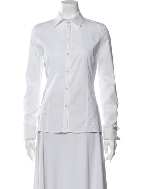 Valentino Long Sleeve Button-Up Top White