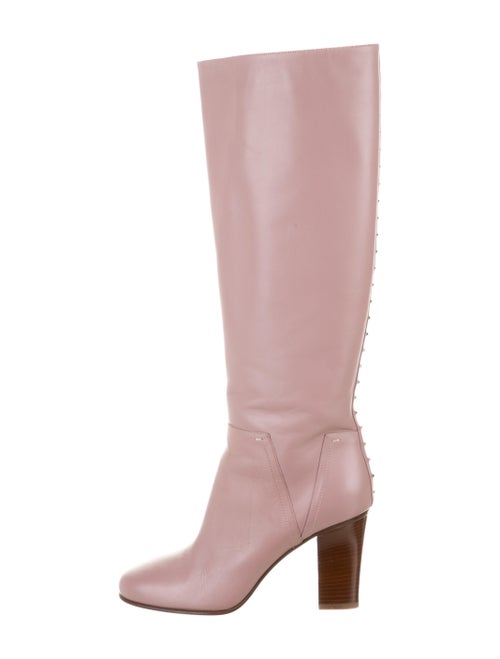Valentino Rockstud Accents Leather Boots Pink