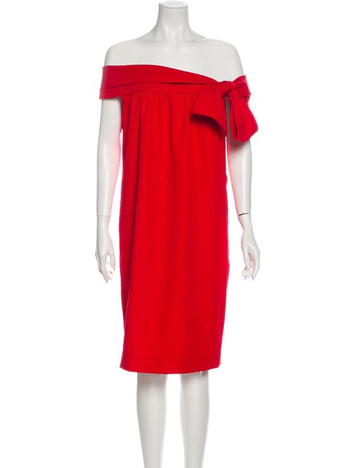 Valentino Off-The-Shoulder Knee-Length Dress Red
