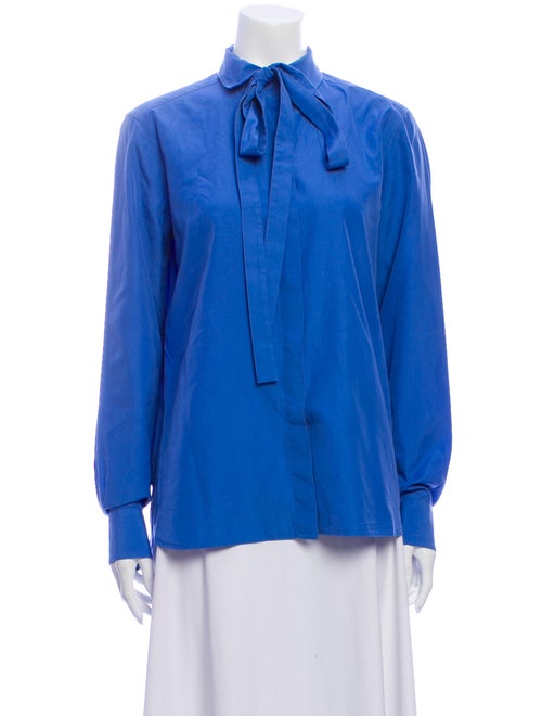 Valentino Tie Neck Long Sleeve Blouse Blue