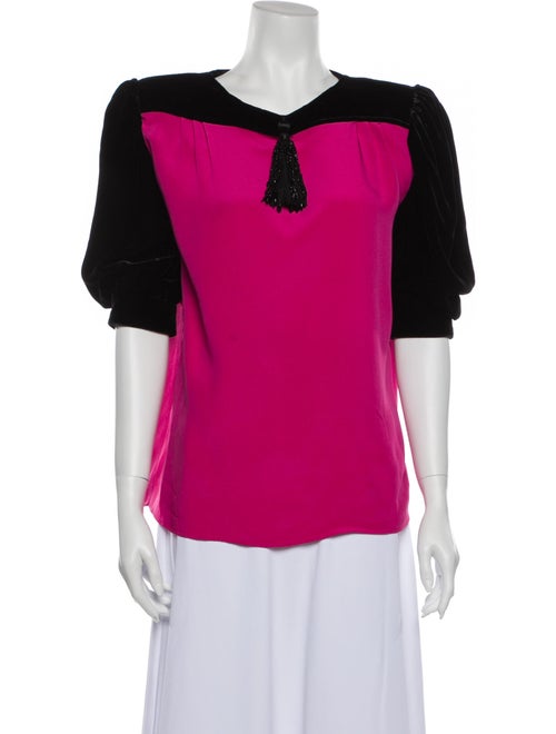 Valentino Vintage Crew Neck Blouse Black