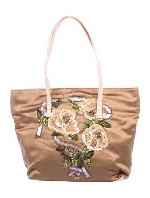 Valentino Embellished Satin Tote Silver