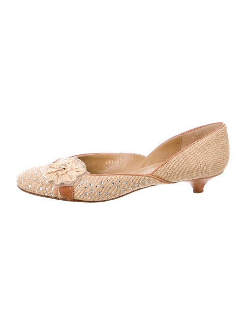 Valentino Raffia Crystal Embellishments Pumps
