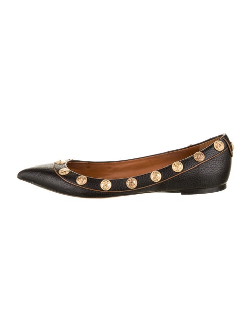 Valentino Leather Studded Accents Flats Black