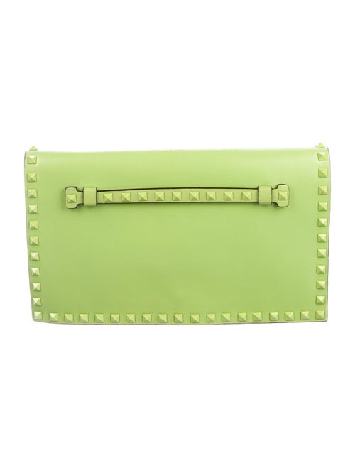 Valentino Leather Rockstud Clutch Green