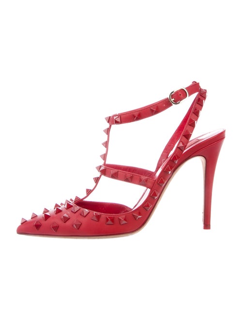 Valentino Rockstud Accents Leather T-Strap Pumps R