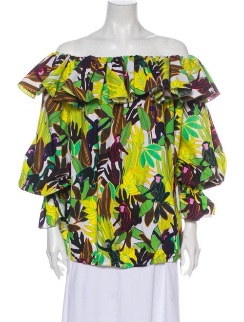 Valentino Printed Off-The-Shoulder Blouse w/ Tags