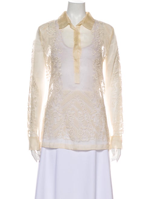 Valentino Silk Lace Pattern Blouse