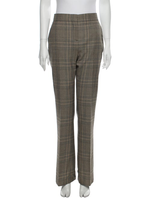Valentino Plaid Print Wide Leg Pants Brown