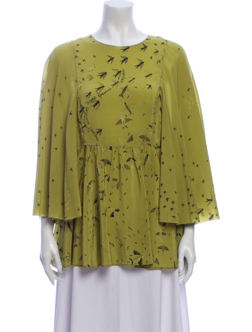 Valentino Silk Printed Blouse Green