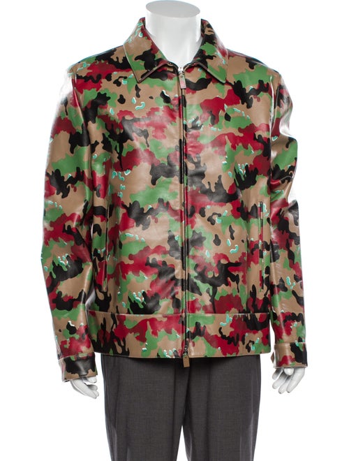 Valentino Calf Leather Printed Bomber Jacket