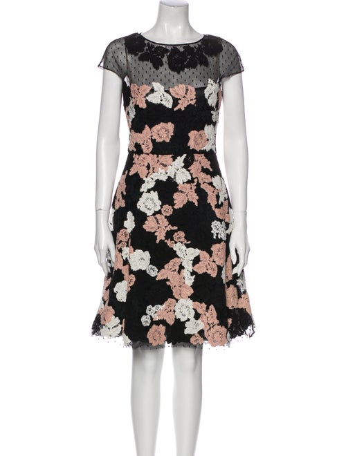 Valentino Lace Pattern Knee-Length Dress Black