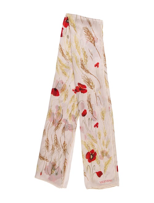 Valentino Floral Silk Scarf Pink