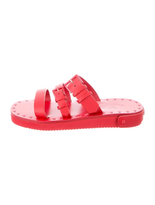 Valentino Leather Slides Red