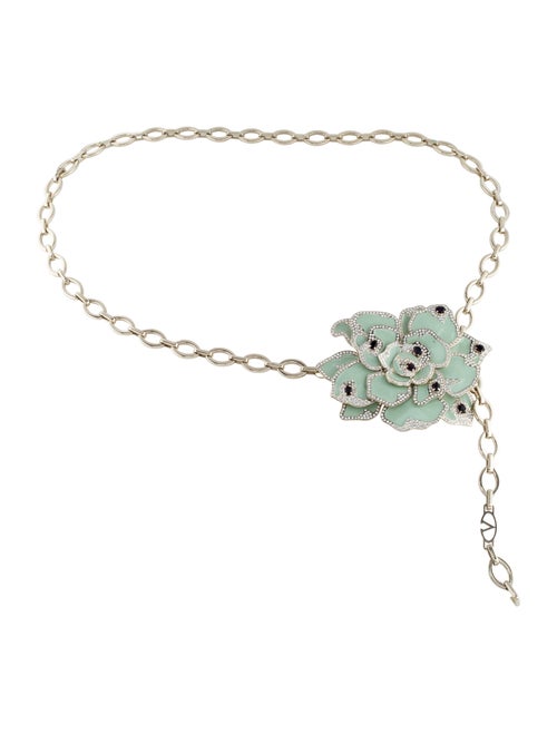 Valentino Embellished Chain-Link Belt Gold