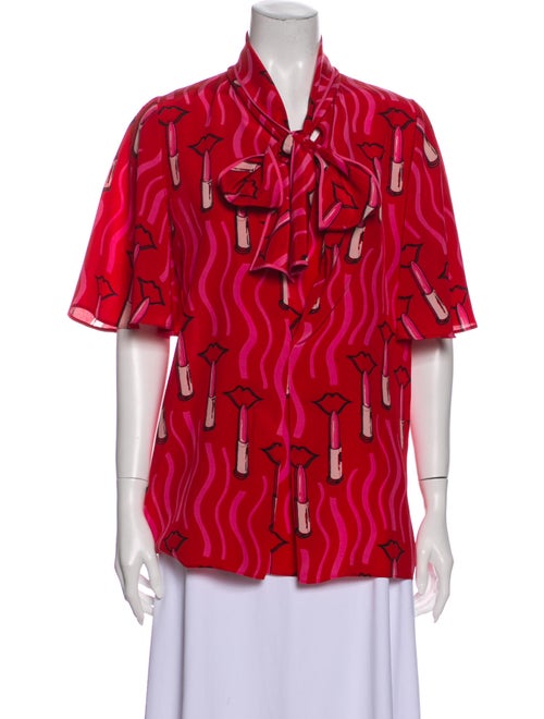 Valentino Silk Printed Blouse Red