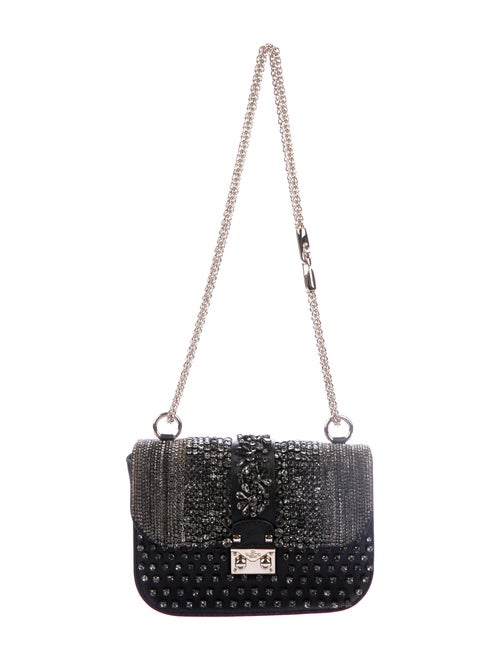 Valentino Crystal-Embellished Glam Rock Bag Black