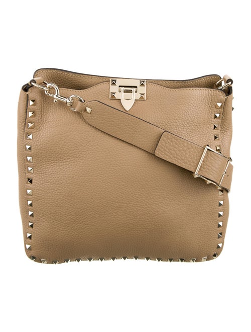 Valentino Leather Rockstud Messenger Bag Gold