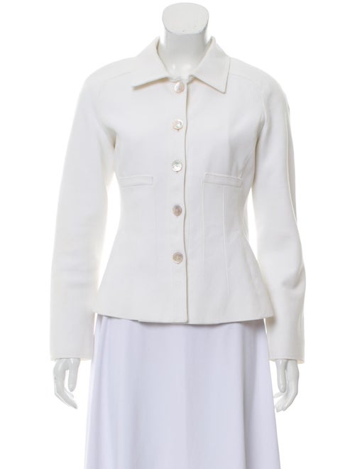Valentino Long Sleeve Button-Up Jacket White