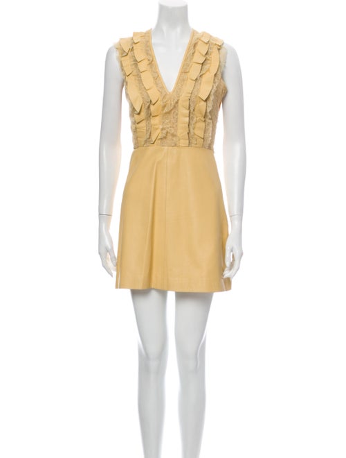 Valentino V-Neck Mini Dress Yellow