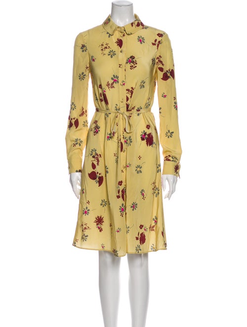 Valentino Silk Knee-Length Dress Yellow
