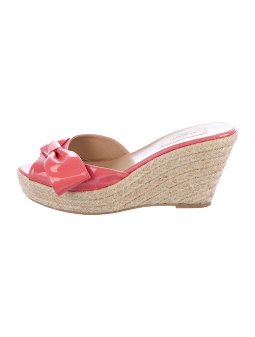 Valentino Patent Leather Espadrille Wedges Pink