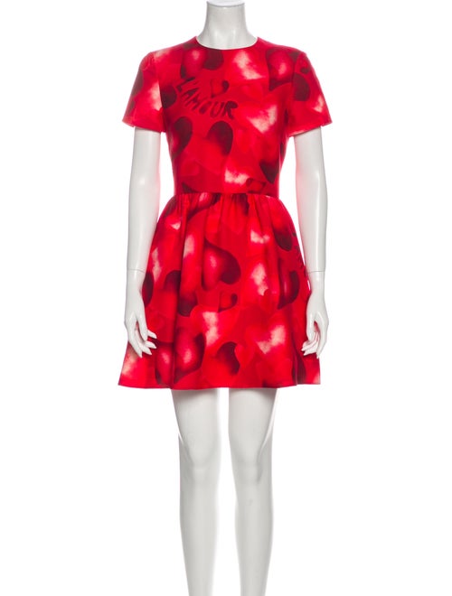 Valentino Printed Mini Dress Red