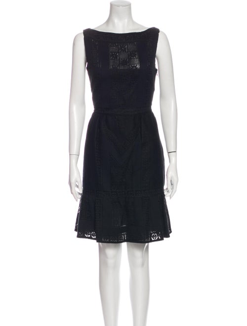 Valentino Bateau Neckline Mini Dress Black