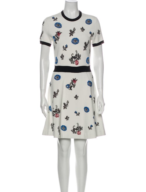 Valentino Floral Print Mini Dress Metallic
