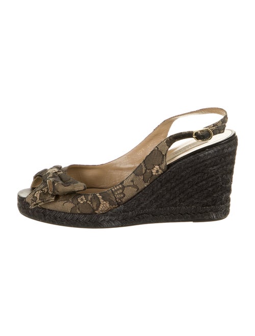 Valentino Lace Pattern Bow Accents Espadrilles