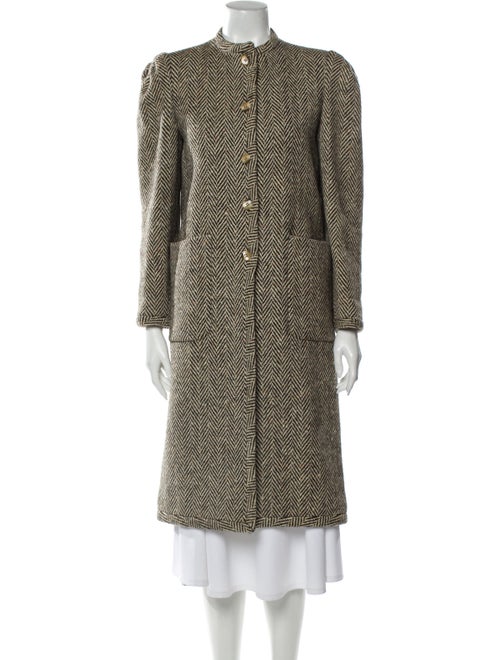Valentino Vintage Tweed Pattern Coat Brown